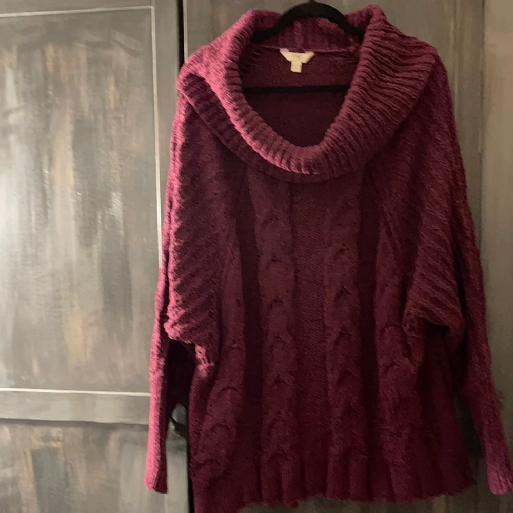 Cowl-neck Sweater, 3X(24/26), EUC, non-smoker household, Magenta